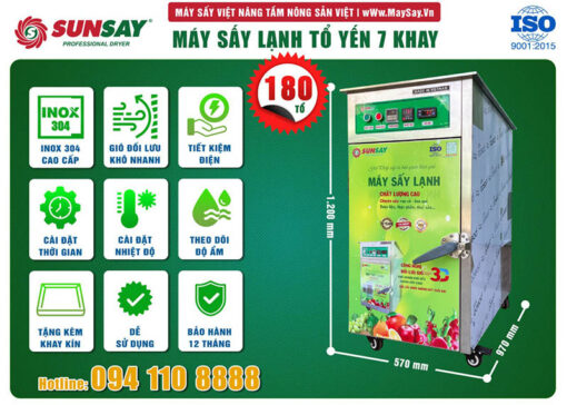 Máy sấy lạnh đối lưu sấy yến 7 khay