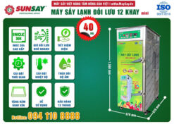 Máy sấy lạnh đối lưu 12 khay sấy đa dạng thực phẩm, trái cây